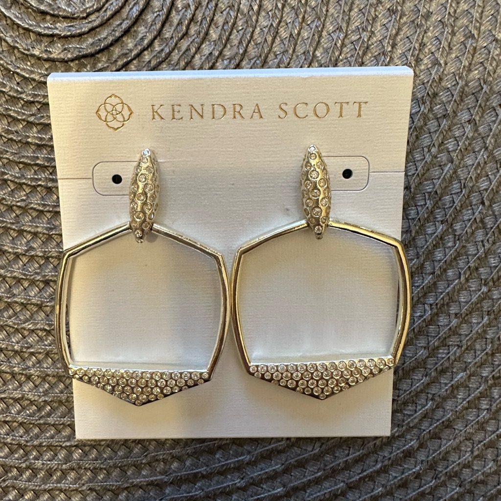 Kendra Scott Selena Gold Rhinestone Geometric Earrings 33$
